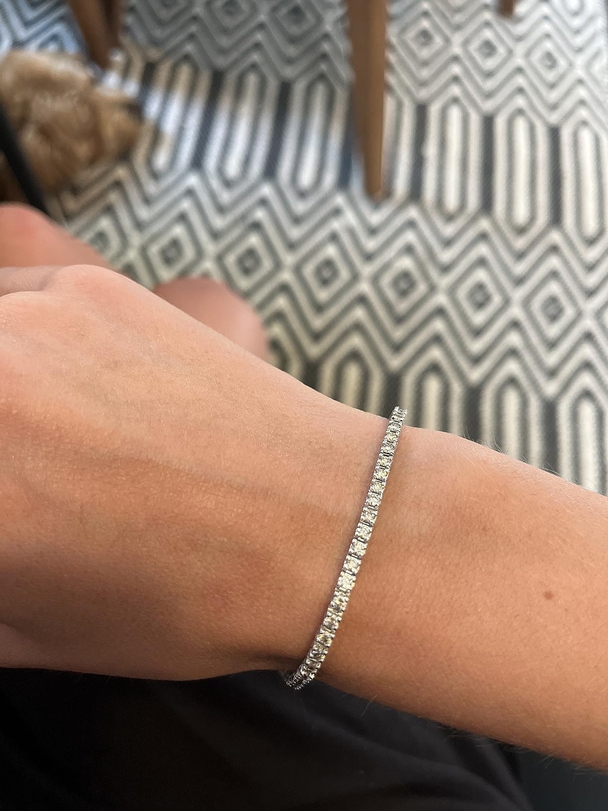 Houston Diamond District 3 to 22 CT Mined Natural Diamond Tennis Bracelet | 14K White Gold Round Cut 4 Prong Tennis Bracelet Jewelry for Women in Solid Gold Value Plus Collection customer photo 1