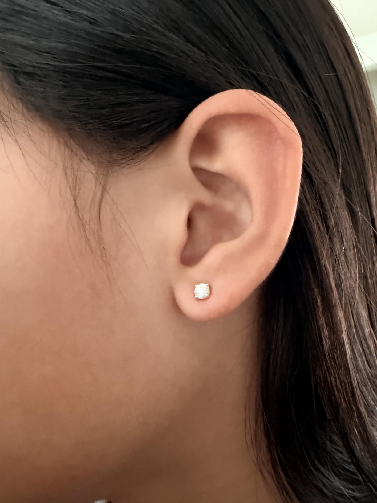 14K Solid Gold Post Stud Earrings Swarovski Zirconia for Sensitive Ears customer photo 1