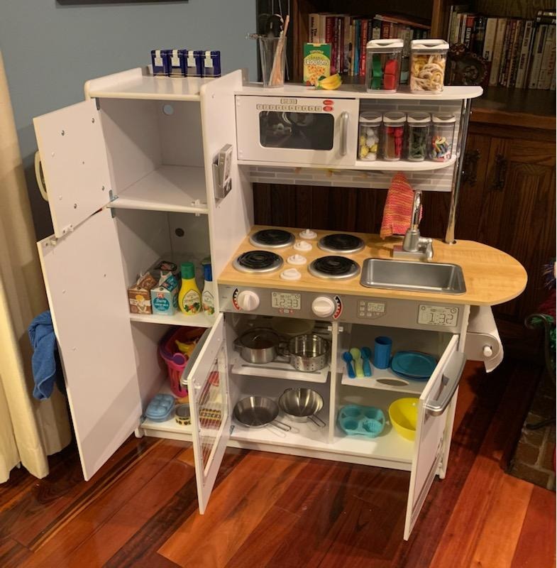 KidKraft Uptown Pastel Wooden Play Kitchen with Chalkboard, Play Phone, and See-Through Doors, Gift for Ages 3+ customer photo 2