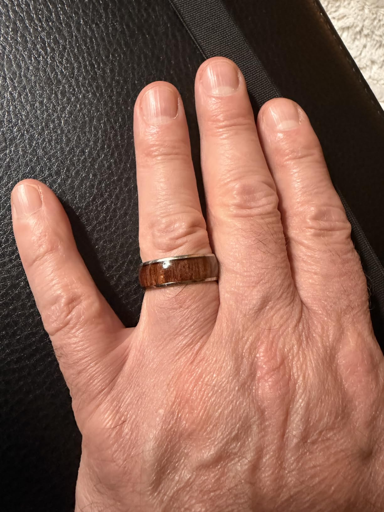 THREE KEYS JEWELRY Titanium Wedding Band Koa wood Inlay for Men Women customer photo 1