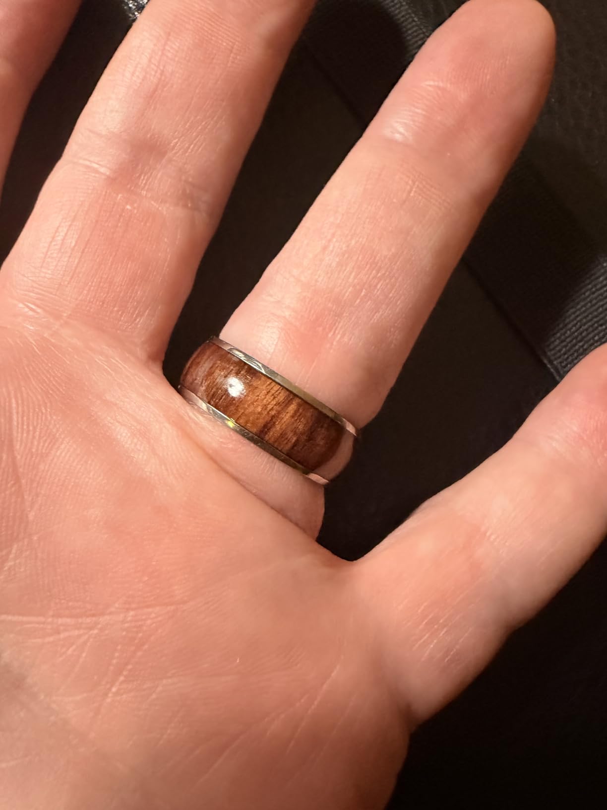 THREE KEYS JEWELRY Titanium Wedding Band Koa wood Inlay for Men Women customer photo 2