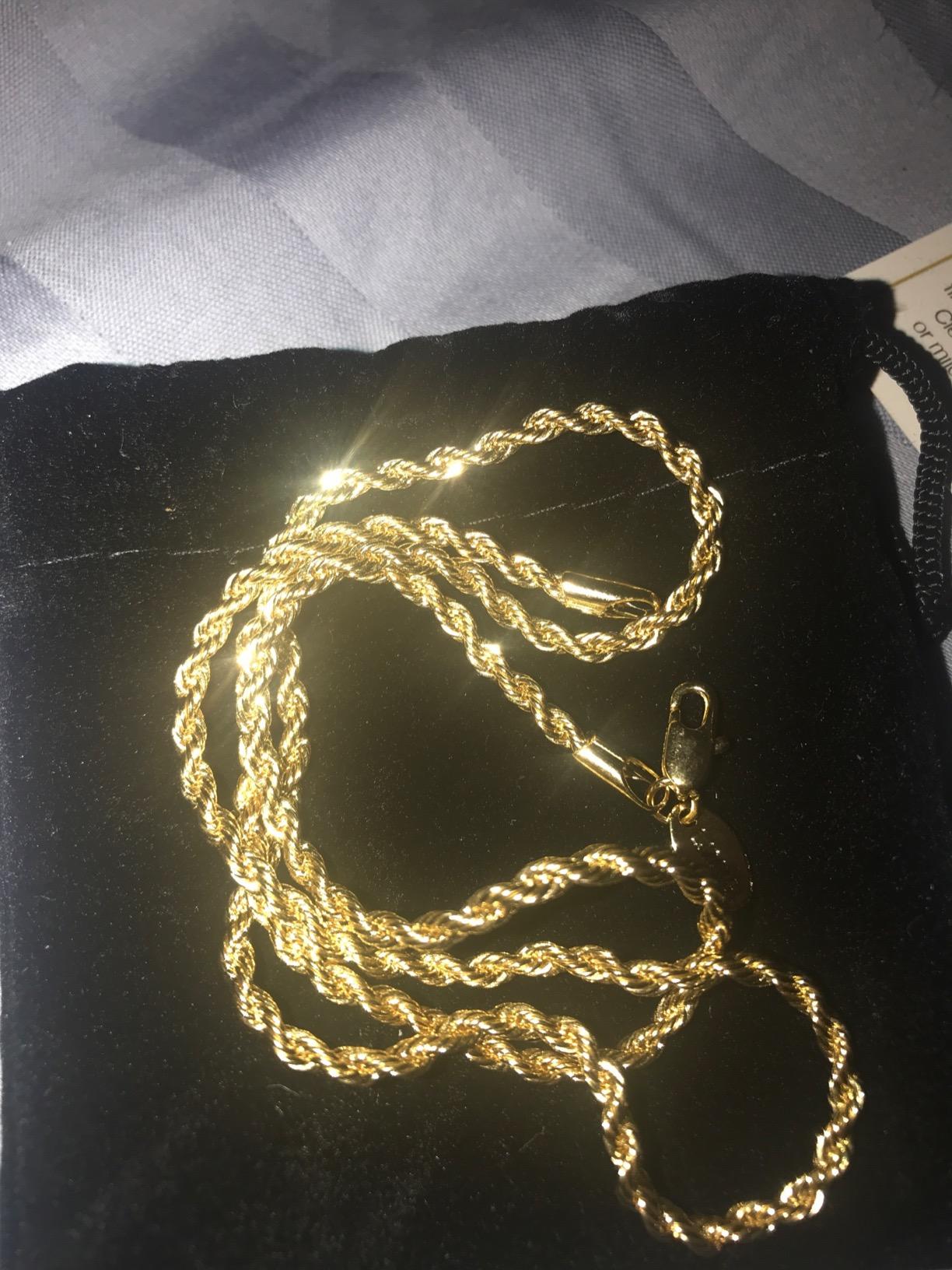 LIFETIME JEWELRY 24K Gold Rope Chain for Men Women – 10X Thicker Real Gold Plated Diamond Cut 3mm Necklace – Made in USA with Lifetime Replacement customer photo 1