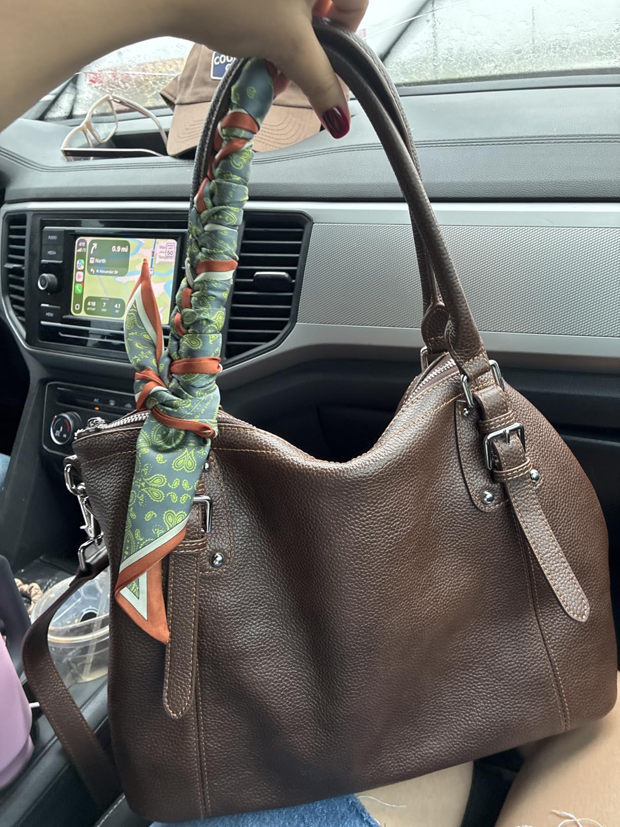 HESHE Leather Purses and Handbag for Women Shoulder Bag Tote Top Handle Bag customer photo 1