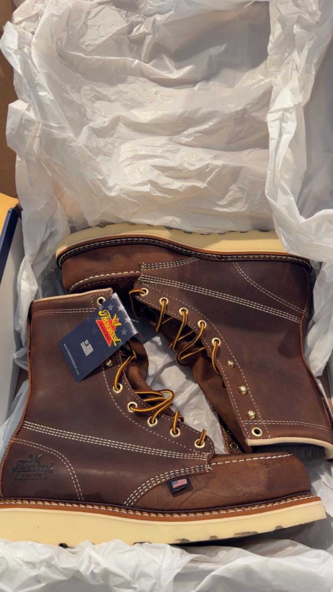 Thorogood American Heritage 8” Steel Toe Work Boots for Men - Full-Grain Leather with Moc Toe, Slip-Resistant Wedge Outsole, and Comfort Insole; EH Rated customer photo 1