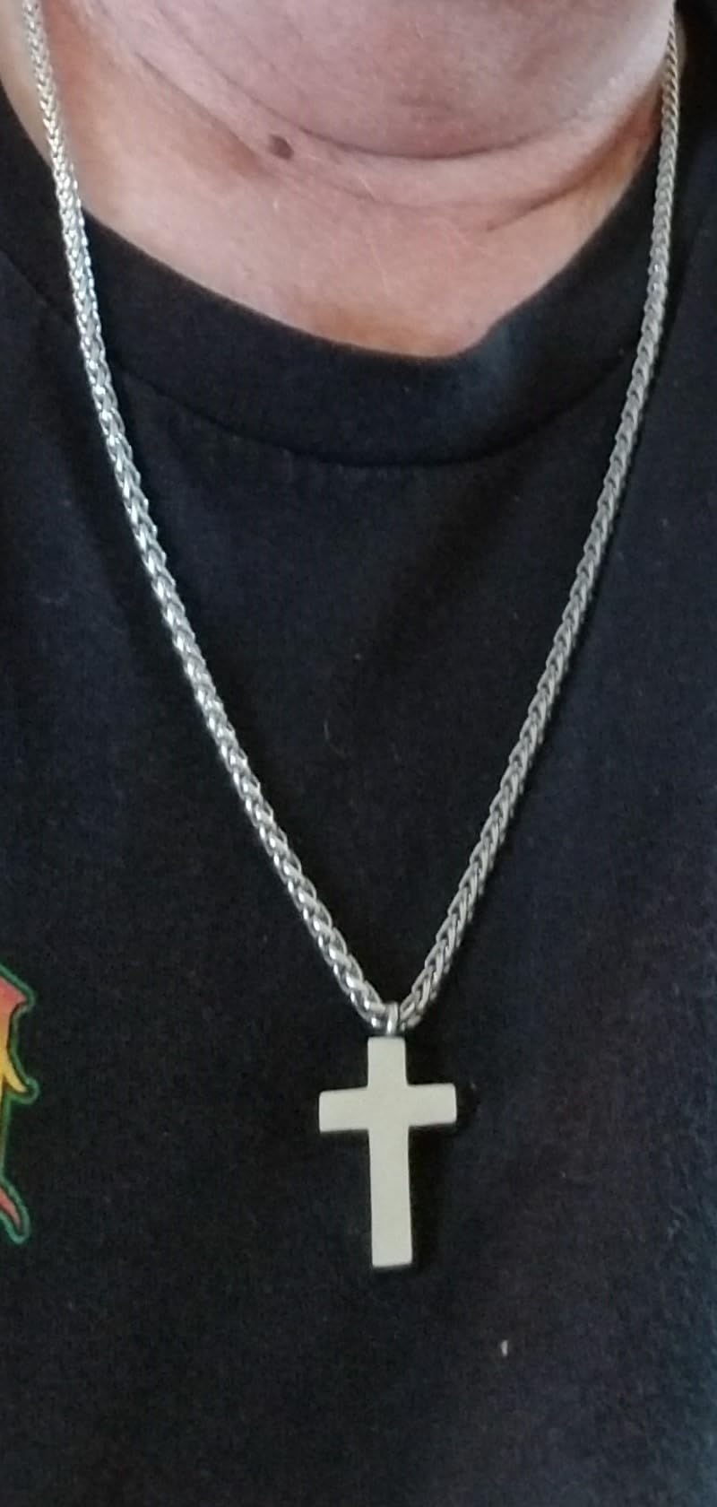 Jewelry 4mm Titanium Steel Wheat Silver Chain Necklaces for Men & Women 16 to 30 in customer photo 2