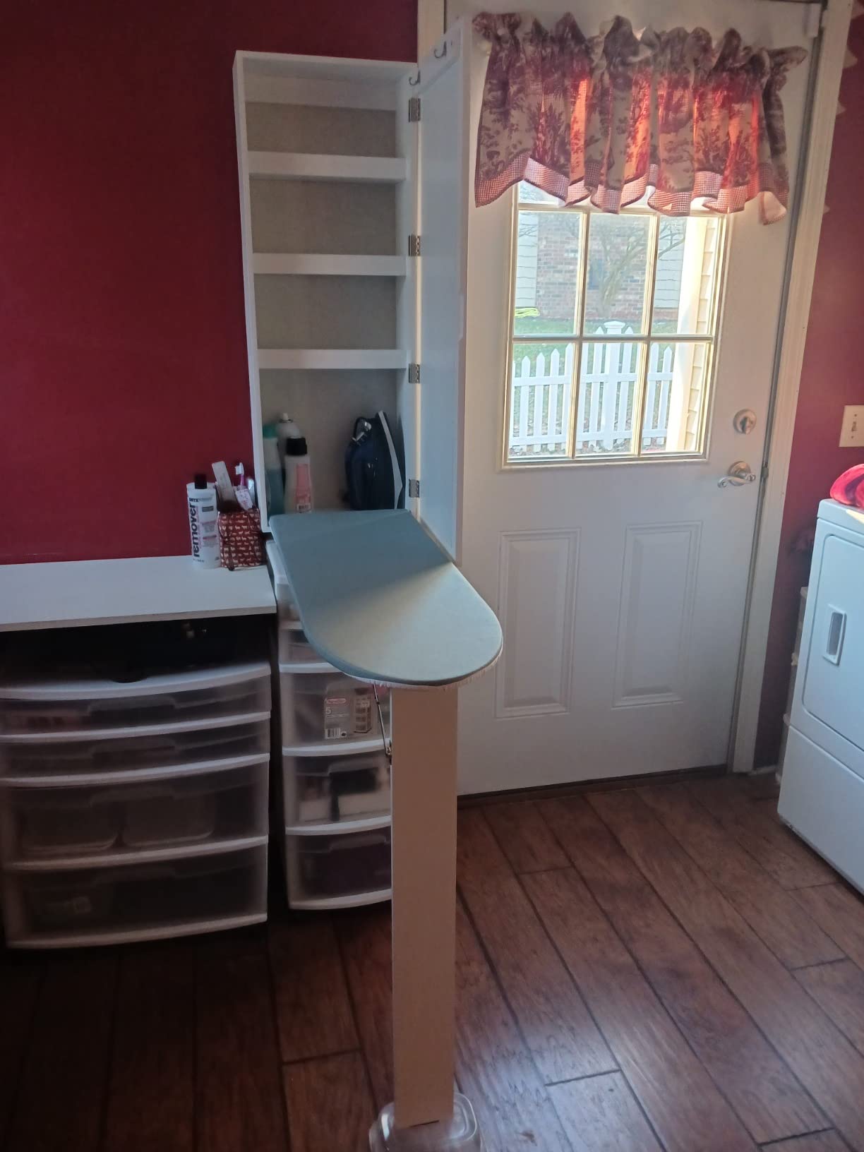 Wall Mounted Ironing Board with Storage Cabinet,Built in Ironing Board & Folding Support Leg, Wall-Mounted Mirrors for Home, Apartment & Small Spaces customer photo 1