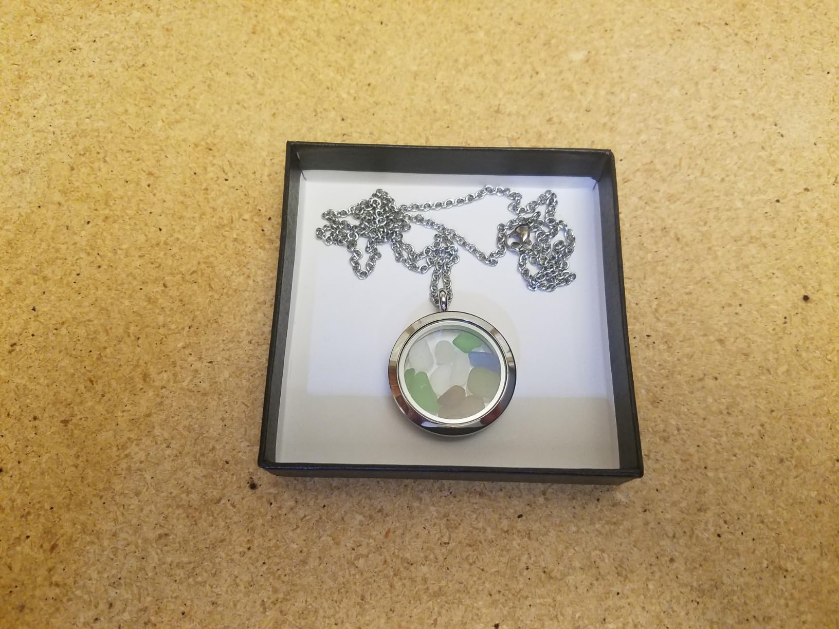 Zysta Silver Round Locket Pendant Necklace 30mm Glossy Stainless Steel Clear Glass Living Memory Floating Charms Stone Storage customer photo 2