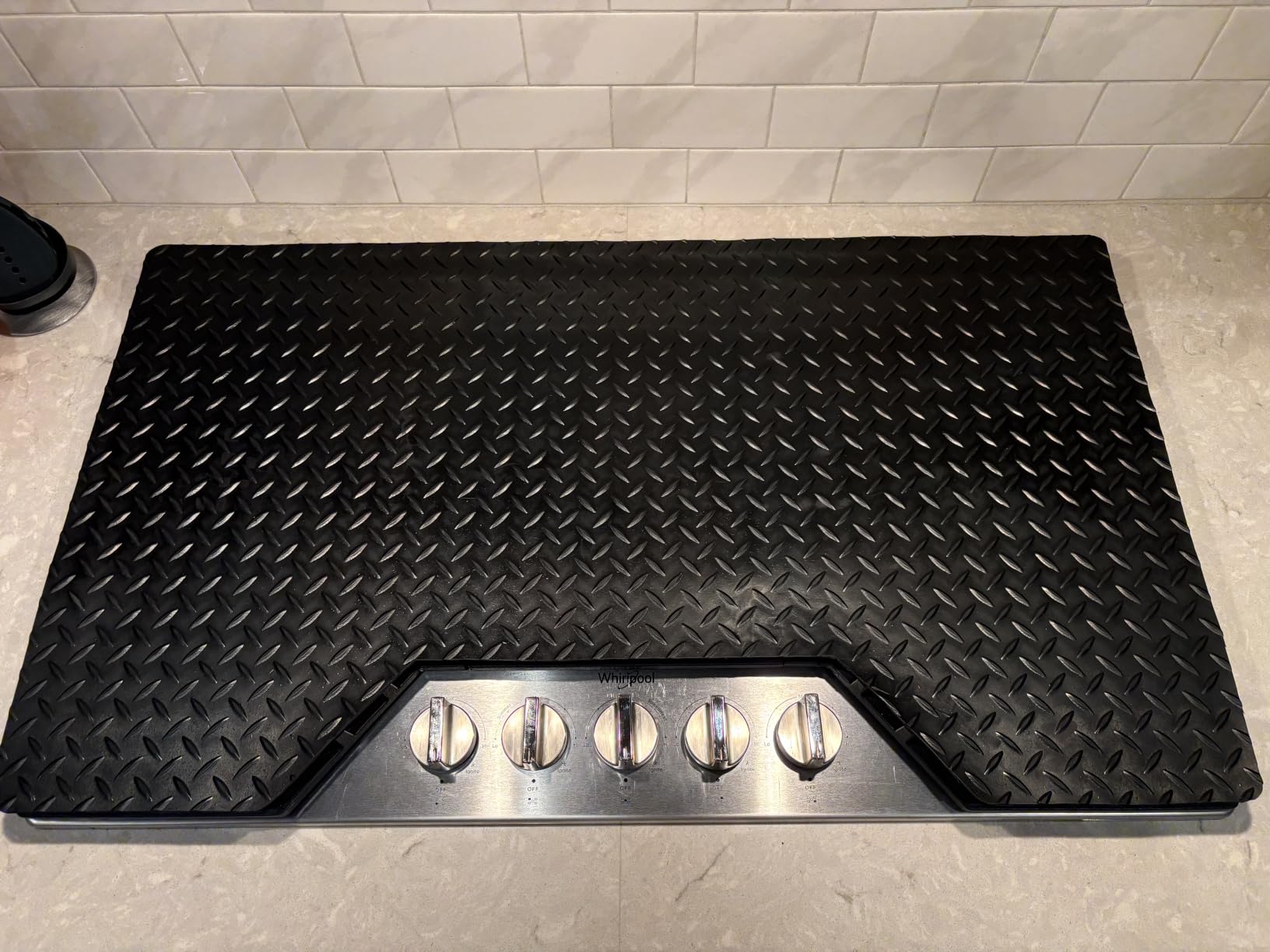 Rubber-Cal Diamond-Plate Rubber Flooring Roll - 3 mm x 4 ft x 2 ft Roll - Black customer photo 2