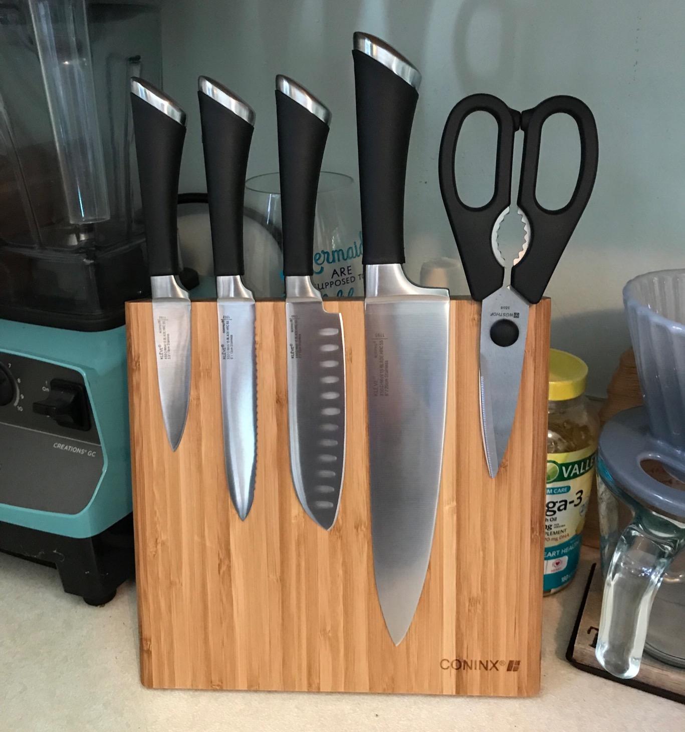Magnetic Knife Block Without Knives By Coninx - Magnetic Knife Holder for Safe, Clean & Tidy Knife Storage - Bamboo Knife Rack Magnetic Stand for Cooking Utensils & More - Elegant Magnetic Knife Rack customer photo 2