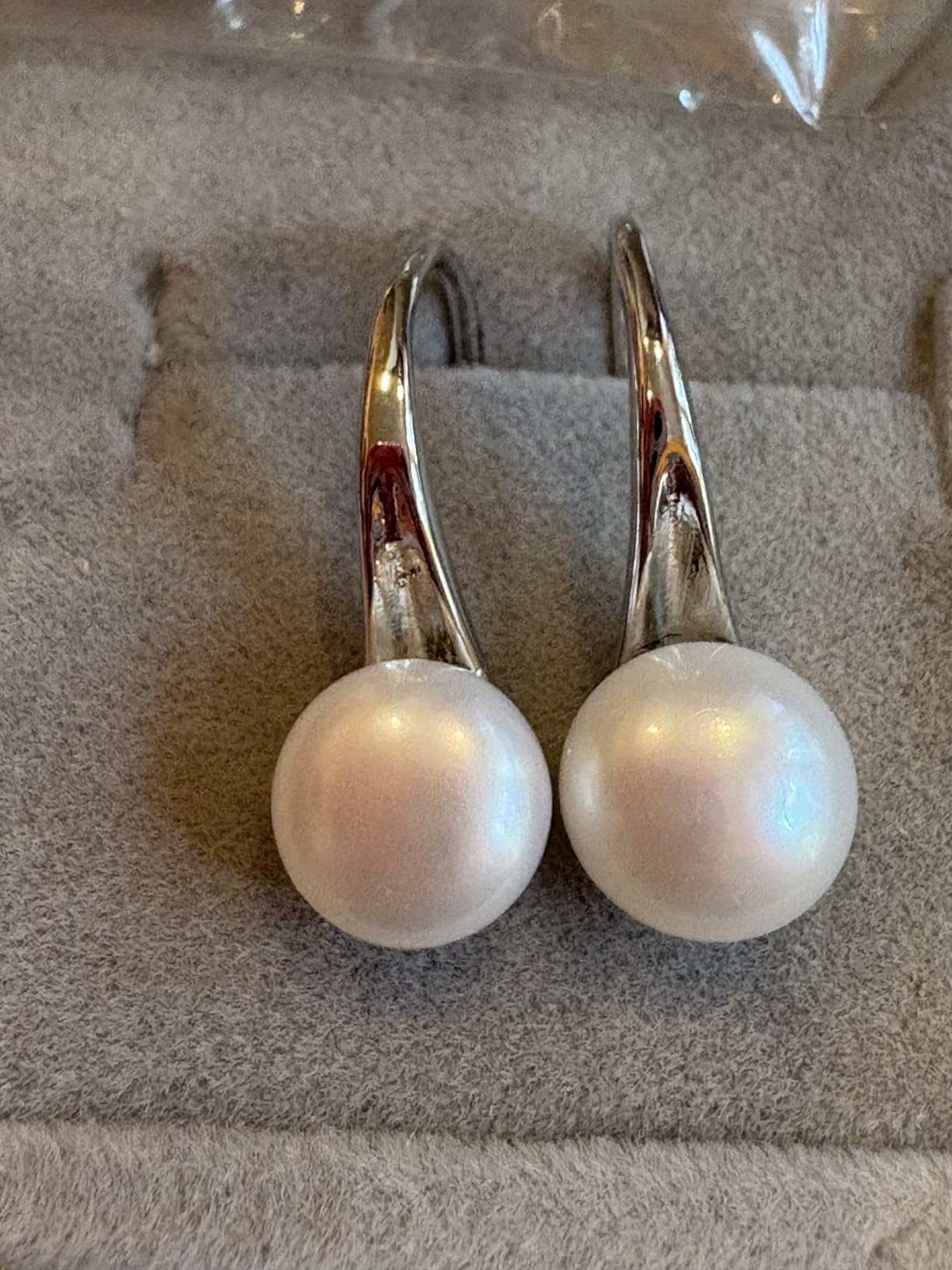 925 Sterling Silver Hoop Handpicked AAA+ Quality 7.5-8mm White Freshwater Cultured Pearl Dangle Drop Earrings Jewelry for Women customer photo 1