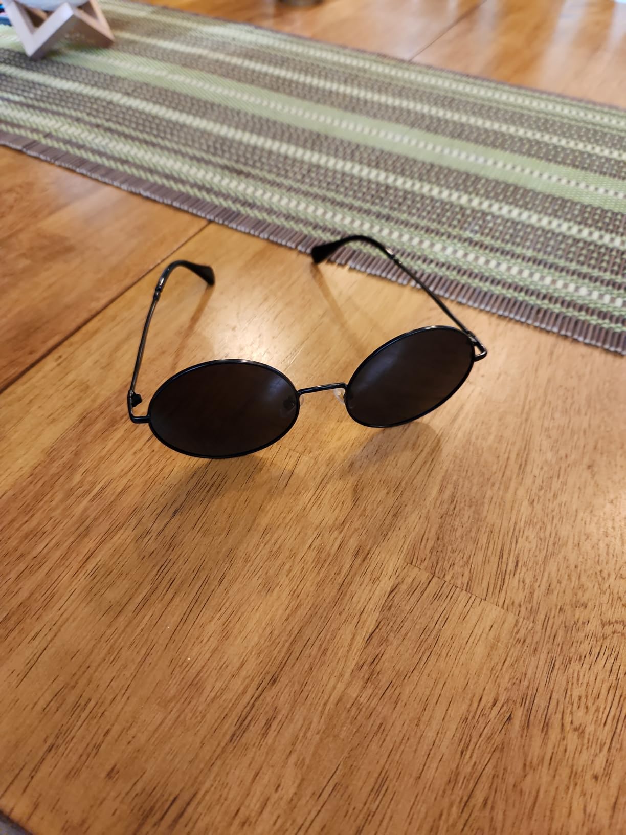 Round Sunglasses for Women Men Classic Oversized Circle Mirrored Hippie Hipster Polarized Sunglasses Metal Frame customer photo 1