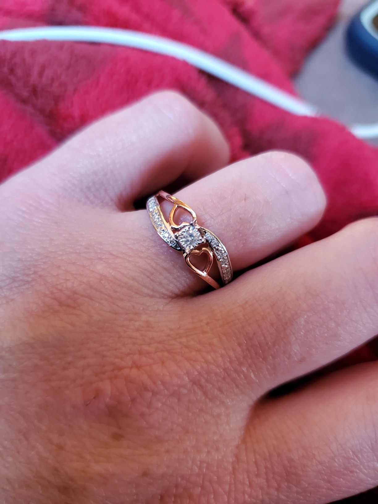 Diamond Classic Jewelry Diamond Promise Ring 10K Rose Gold & Silver customer photo 1