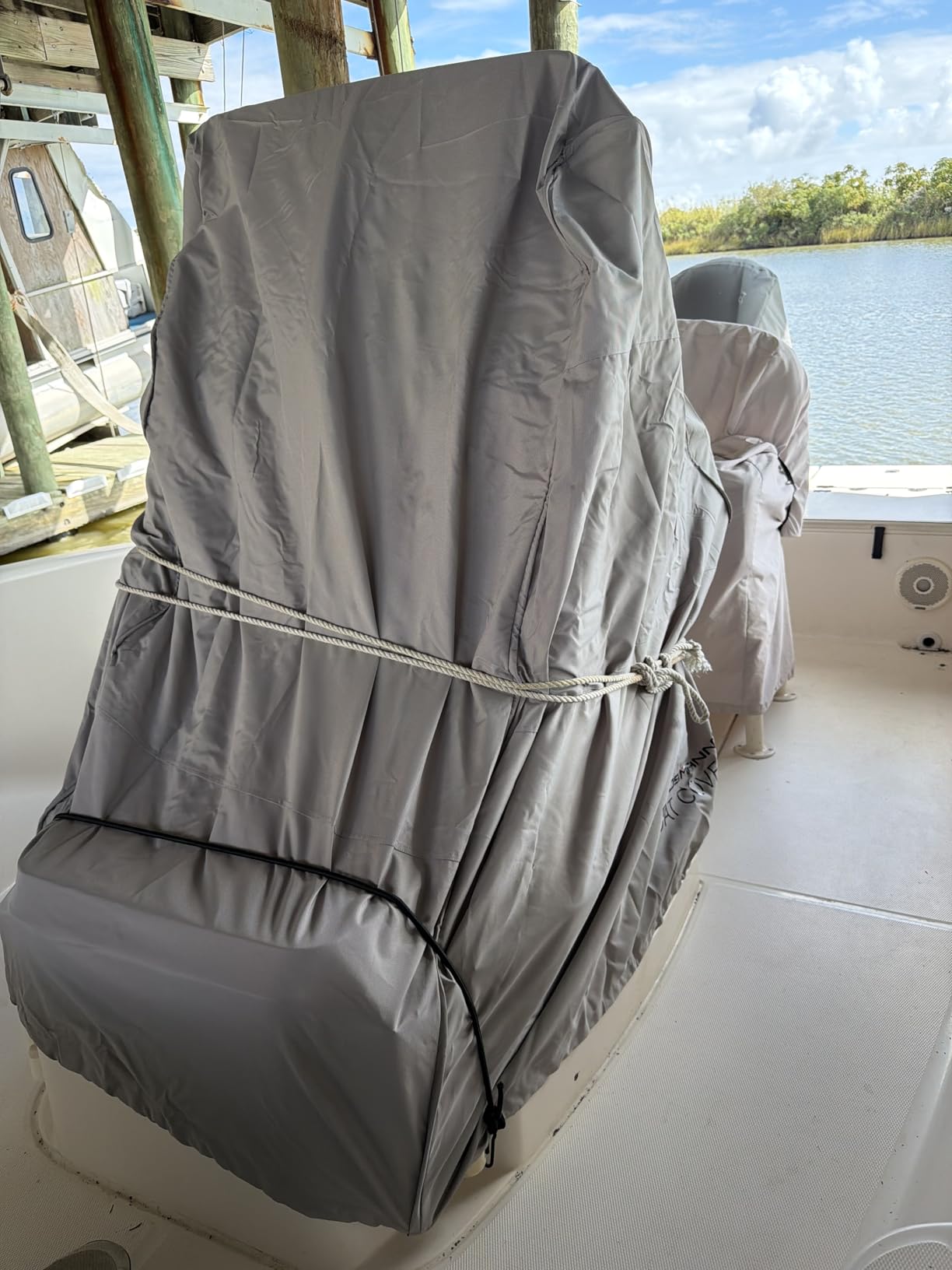 GOODSMANN 600 Denier Center Console Accessory Boat Cover, Silvery Gray, Water Resistant, Weather Protection, Trailerable 9921-0162-31 customer photo 1