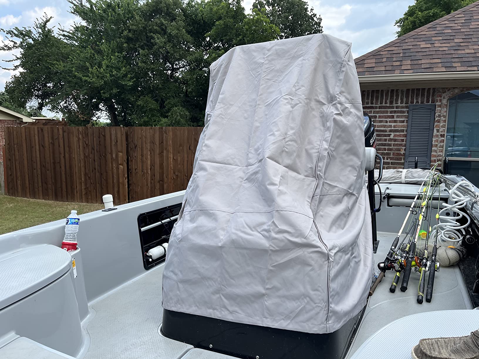 GOODSMANN 600 Denier Center Console Accessory Boat Cover, Silvery Gray, Water Resistant, Weather Protection, Trailerable 9921-0162-31 customer photo 2