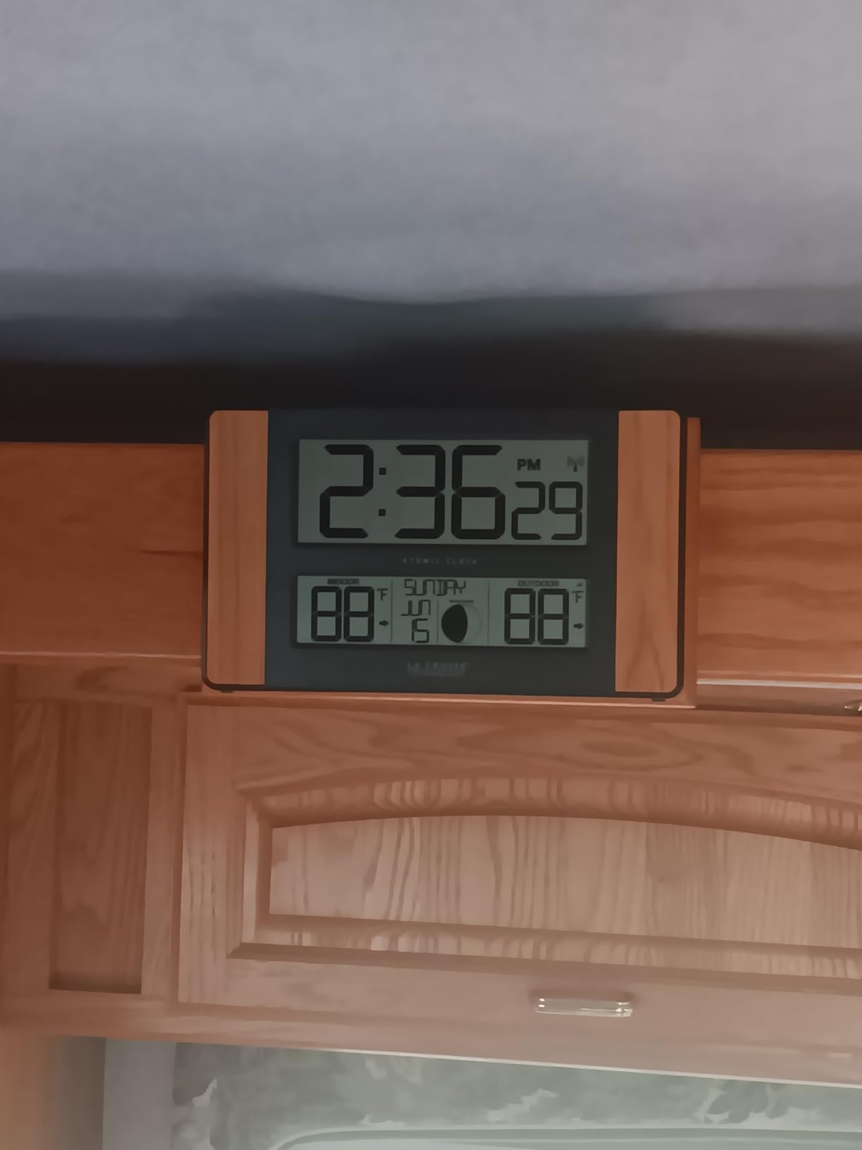 La Crosse Technology Atomic Digital Clock with Outdoor Temperature, Wood Oak, 0 customer photo 2
