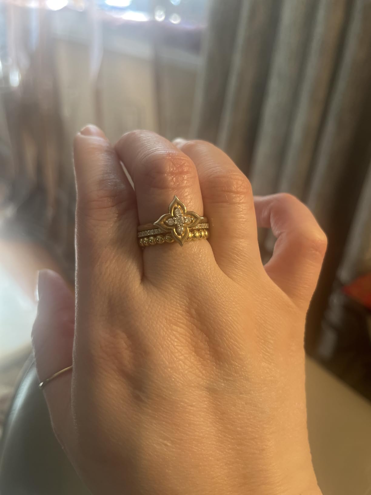 PAVOI 925 Sterling Silver Wedding Band for Women, 14K Gold Plated CZ Ring | Dainty Stackable Rings for Women, Cubic Zirconia Eternity Rings customer photo 1