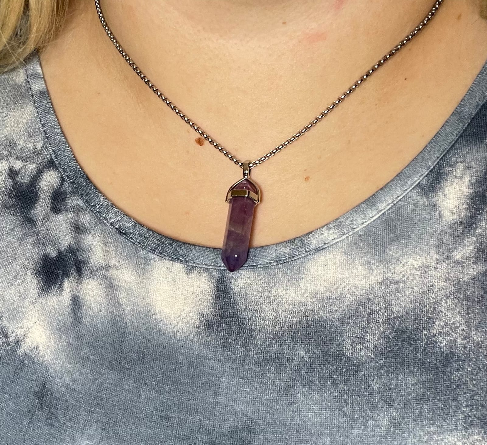BEADNOVA Crystal Necklaces for Women Crystal Pendant Gemstone Necklace for Spiritual Energy Healing Hexagonal Pendant Divination for Men (18 Inches Stainless Chain) customer photo 1
