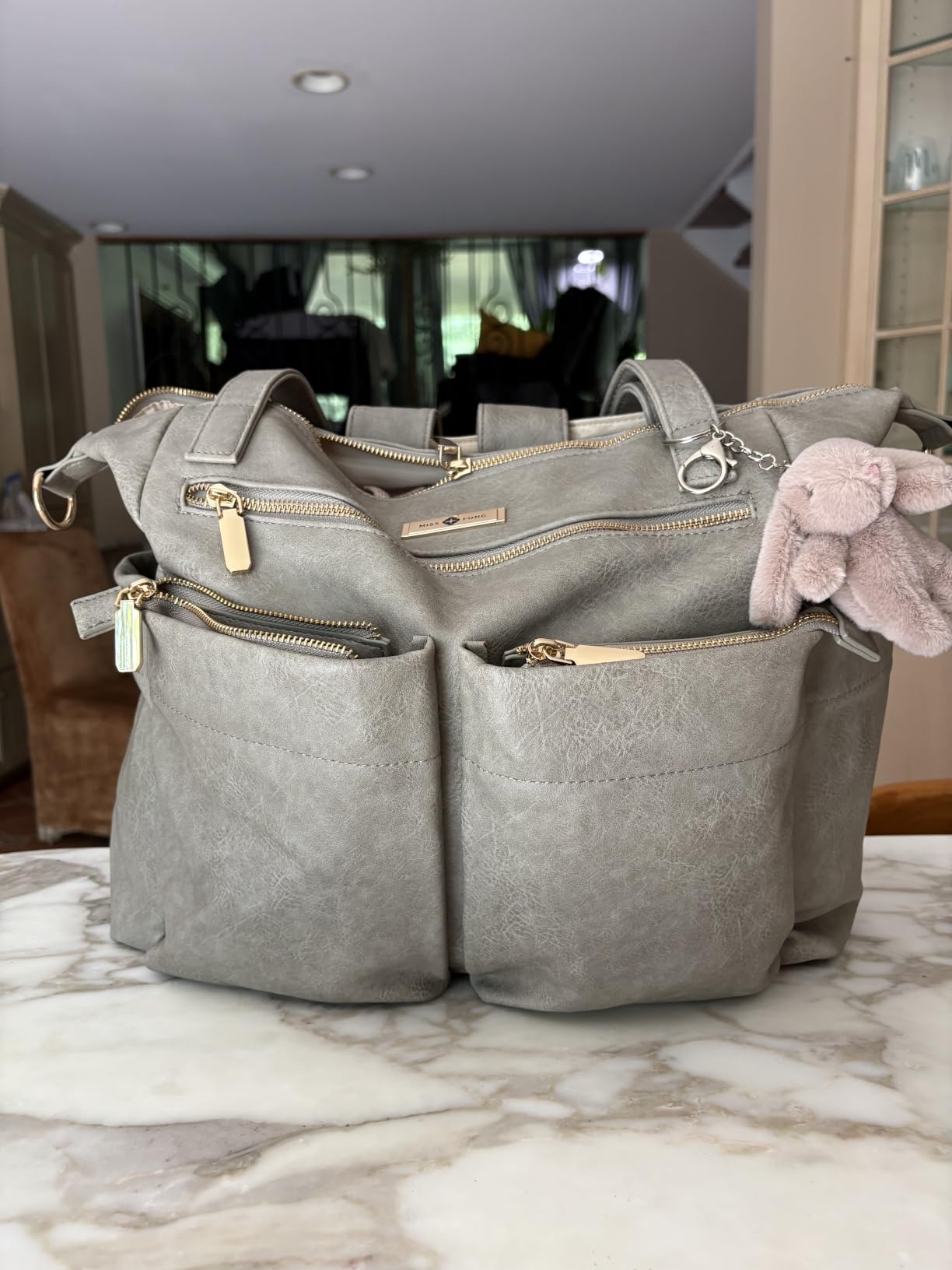 miss fong Diaper Bag Tote Leather Diaper Bag Backpack Pañaleras Para Bebe | 11 Pockets,4 Insulated Pockets Leather Diaper Tote with Diaper Changing Pad, Baby Bag for Moms Mommy Bag for Women customer photo 1