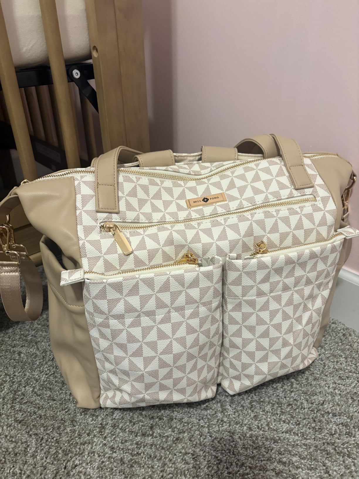 miss fong Diaper Bag Tote Leather Diaper Bag Backpack Pañaleras Para Bebe | 11 Pockets,4 Insulated Pockets Leather Diaper Tote with Diaper Changing Pad, Baby Bag for Moms Mommy Bag for Women customer photo 2