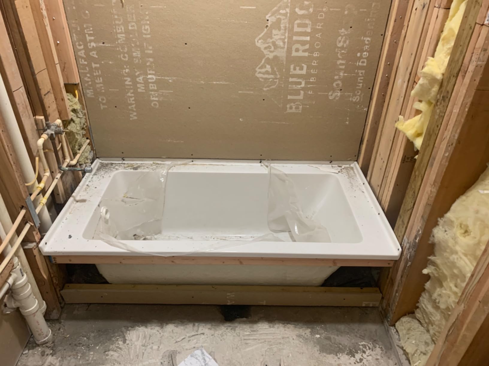 Fine Fixtures Acrylic Fiberglass Drop-In Bathtub - Alcove Soaking Bath Tub with Integral Apron Front & Left Hand Drain, 66