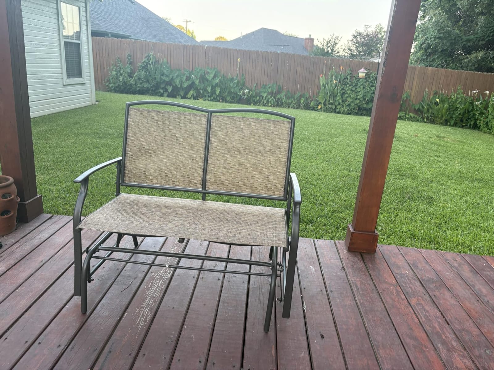 GIANTEX Patio Glider Benches for Outside, Swing Glider Chair w/Steel Frame customer photo 2