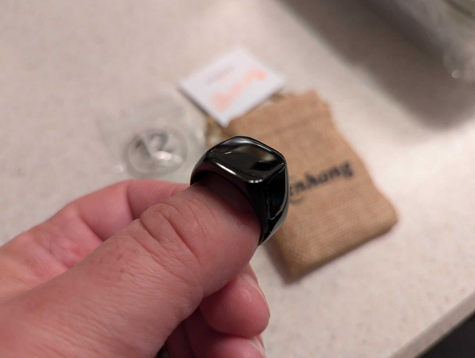 Men's Stainless Steel Square Biker Signet Ring, Black Silver Gold Styles customer photo 2