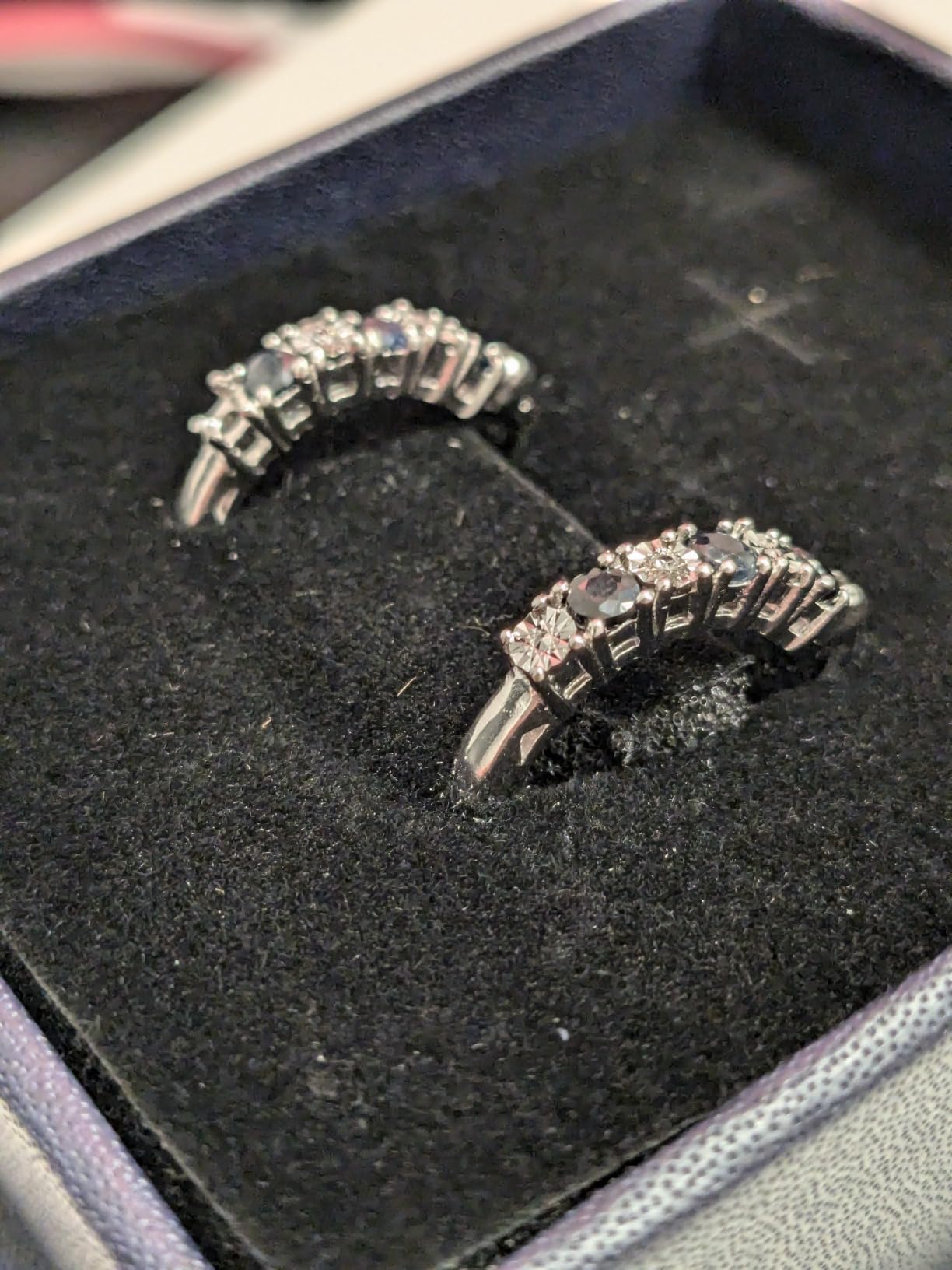 Gem Stone King 925 Silver Blue Sapphire and Lab Grown Diamond Hoop Earrings customer photo 1