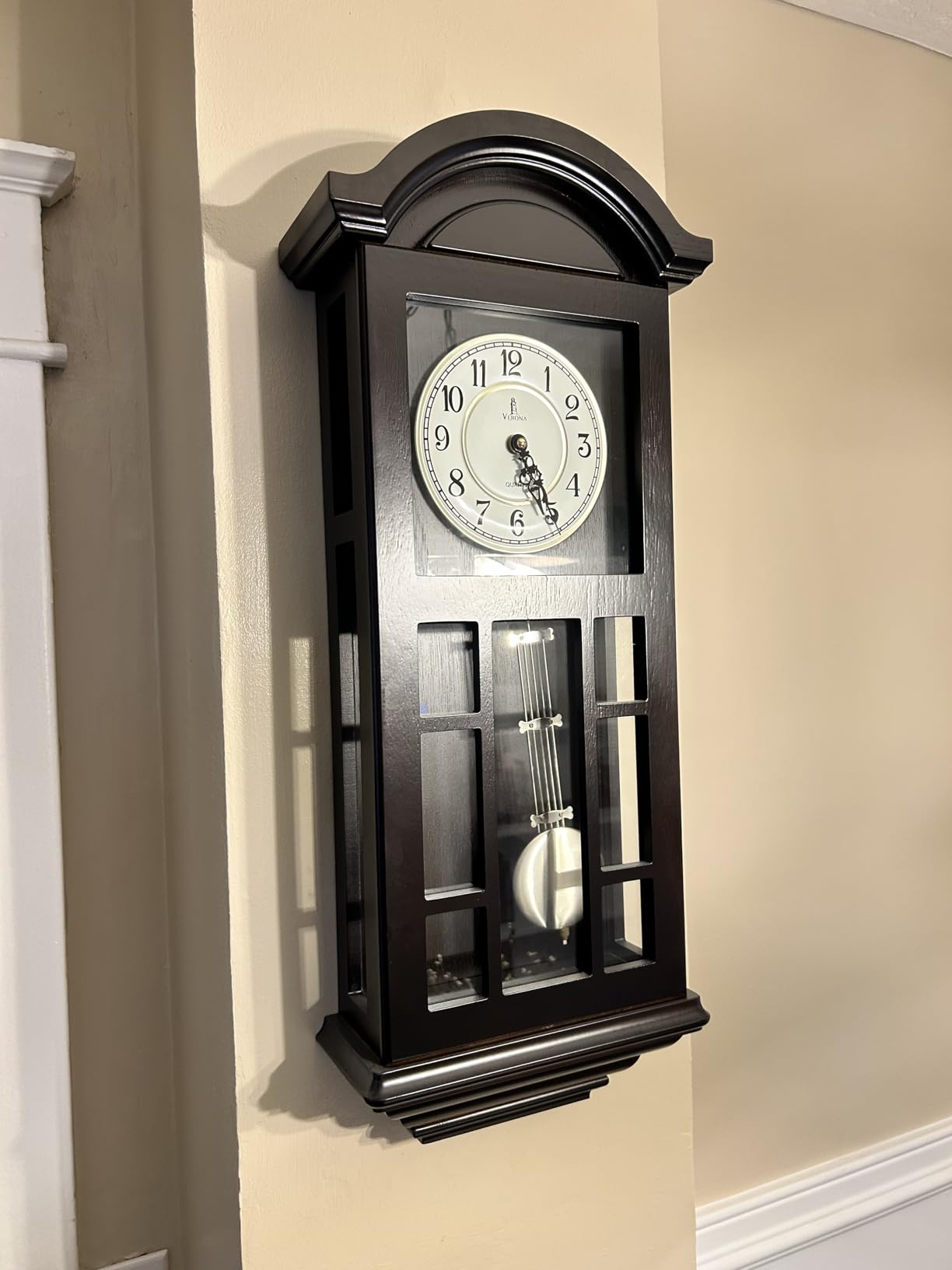 Pendulum Wall Clock, Hanging Wooden Grandfather Wall Clock, Quiet customer photo 2