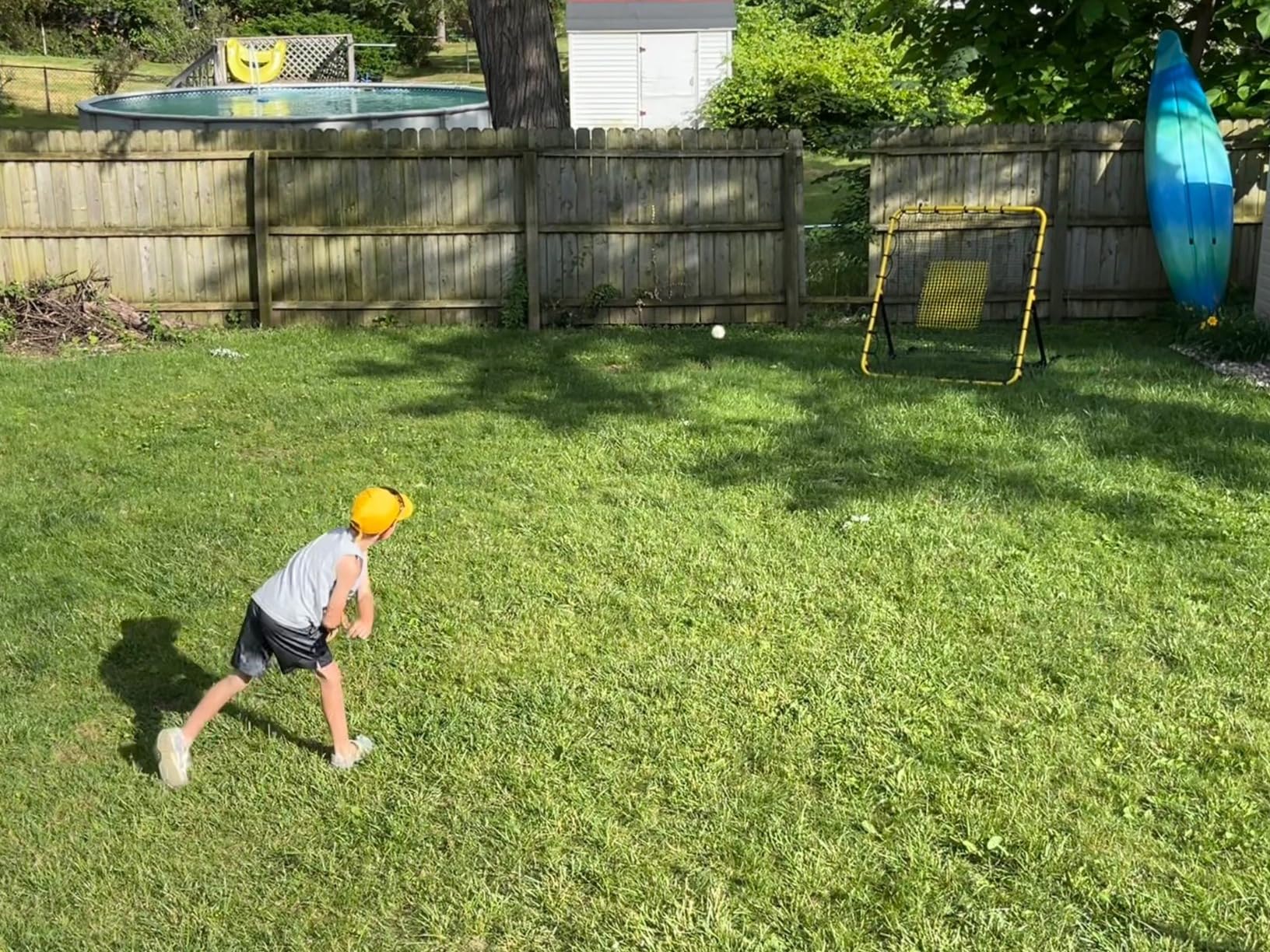 SKLZ Fielding Trainer - Baseball, Softball & Volleyball Rebounder Net. Enhanced Solo Fielding Practice for Skill Development. High-Performance Multi-Sport, Portable, 3 Ball Return Angles, 4x4.5 Feet customer photo 1