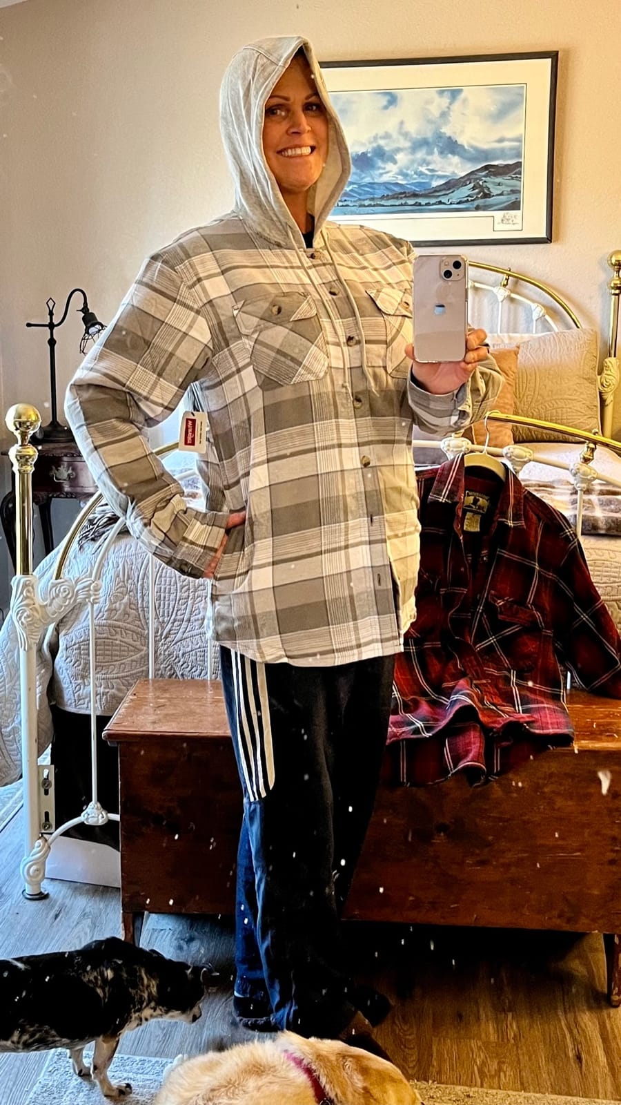 Wrangler Authentics Men's Long Sleeve Quilted Lined Flannel Shirt Jacket with Hood customer photo 1