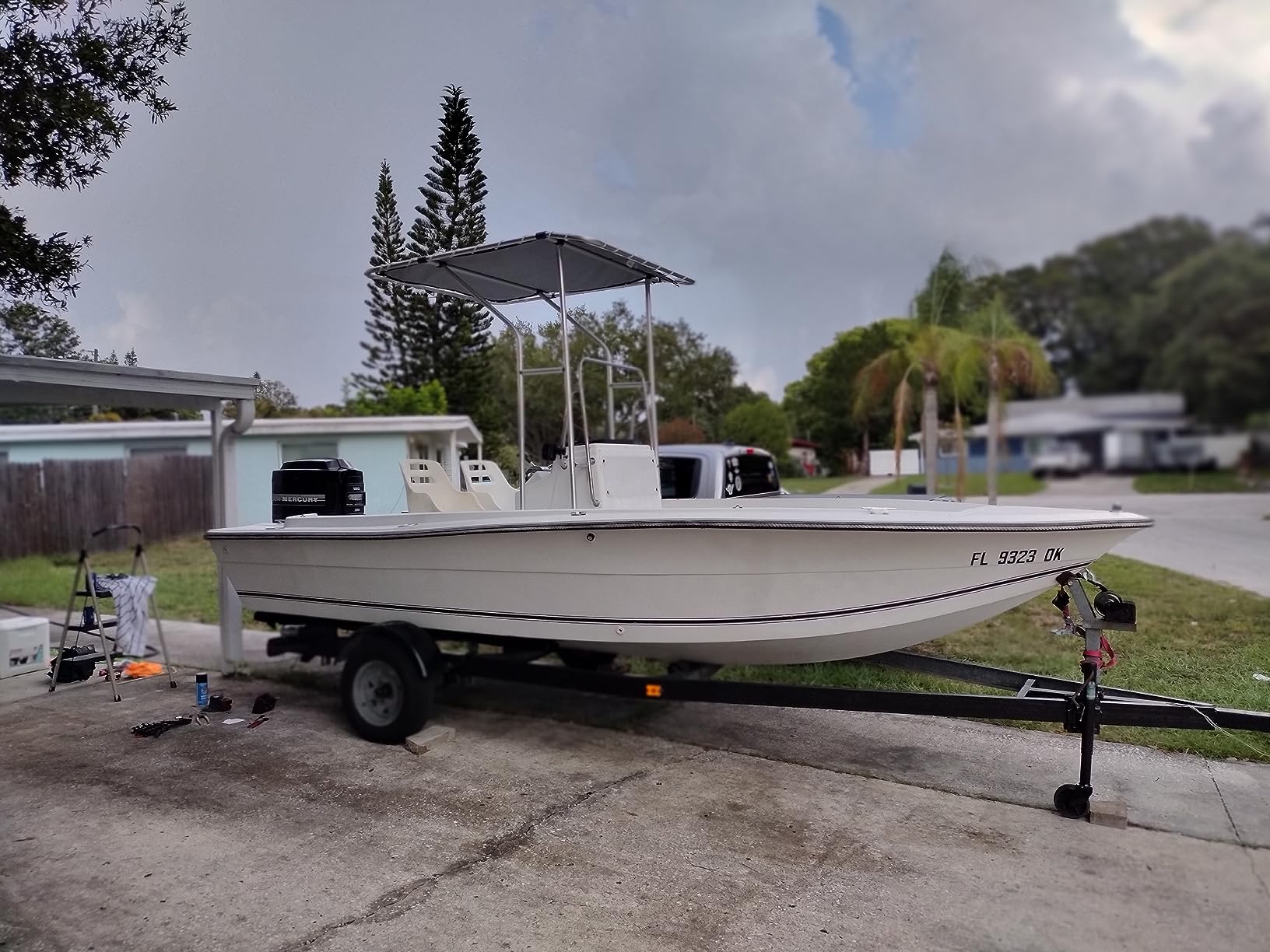 Oceansouth Classic T-Top for Center Console Boats | Marine Grade Aluminum T-Top with Atlas Canopy for Fishing & Recreational Boats (67