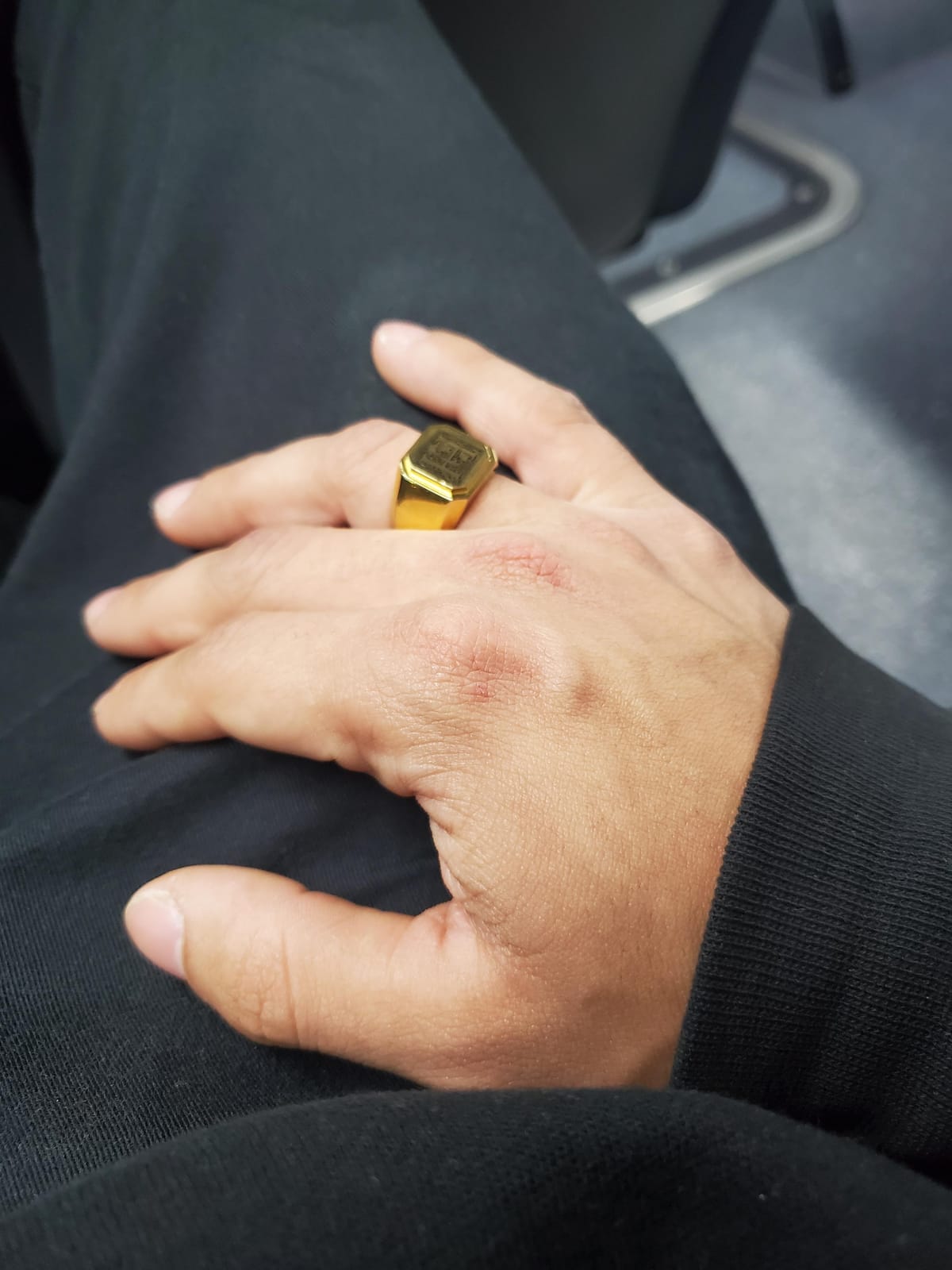 Jewelry | Stainless Steel Letter Alphabet Initial Ring | Square Flat Top Ring for Men & Women | Stainless Steel Jewelry, (Black, Gold, Silver), Size 7-16 customer photo 2