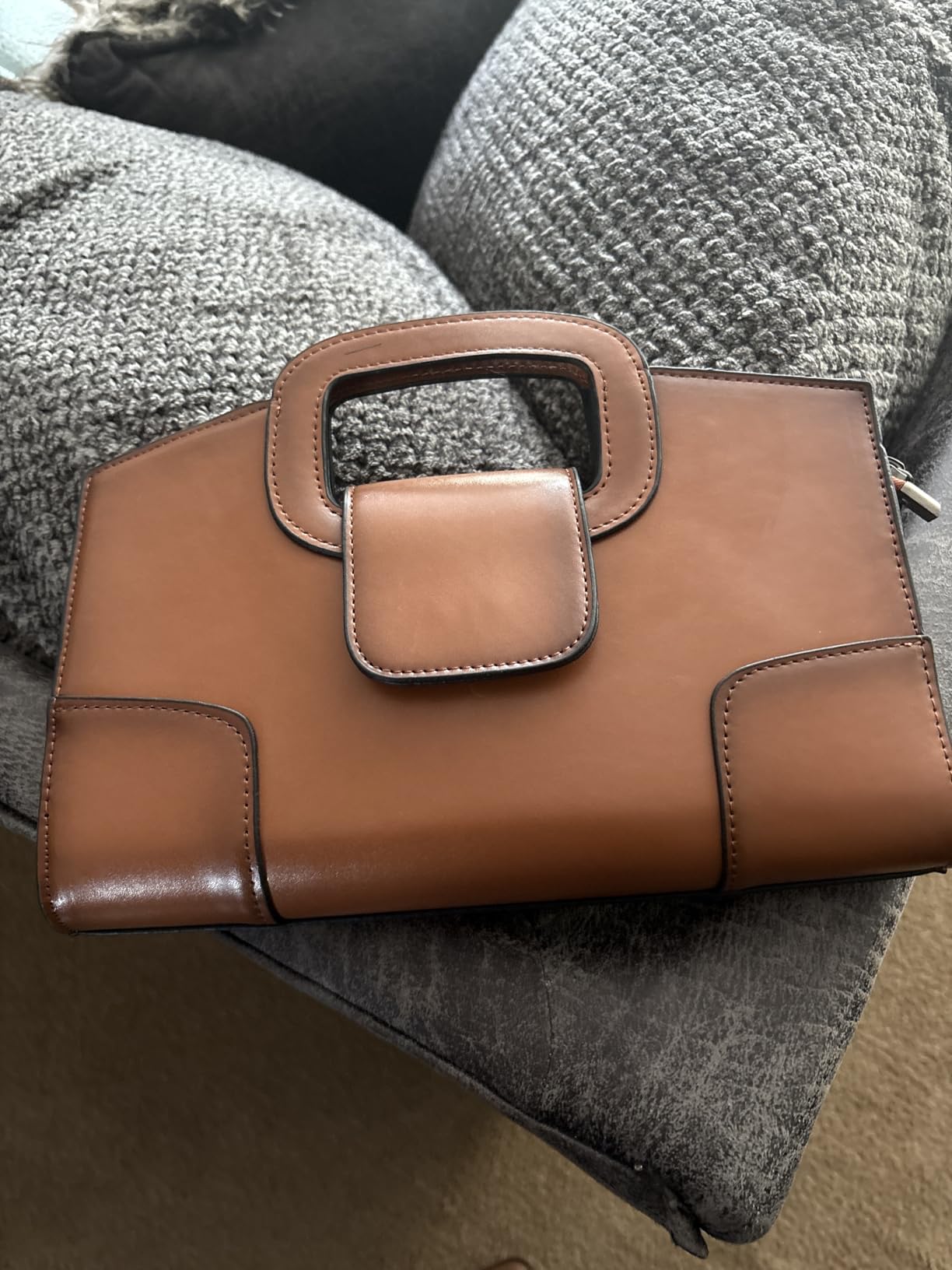 ZLMBAGUS Women Vintage Flap Tote Top Handle Satchel Handbags PU Leather Clutch Purse Shoulder Bag customer photo 1