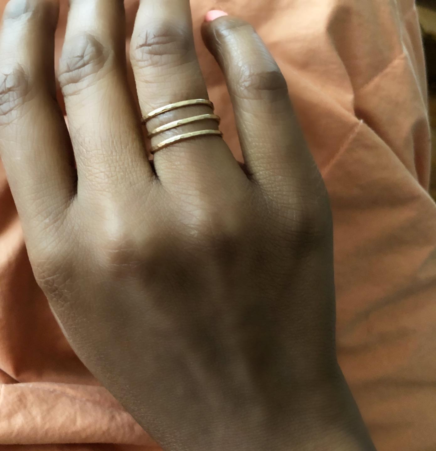 Mu-Yin Jewelry Adjustable Gold Ring for Women | 14K Gold-Filled Modern Minimalist Stacking Ring, Dainty Handmade Jewelry, Open Band, MEDIUM Size 8, Made in USA customer photo 1