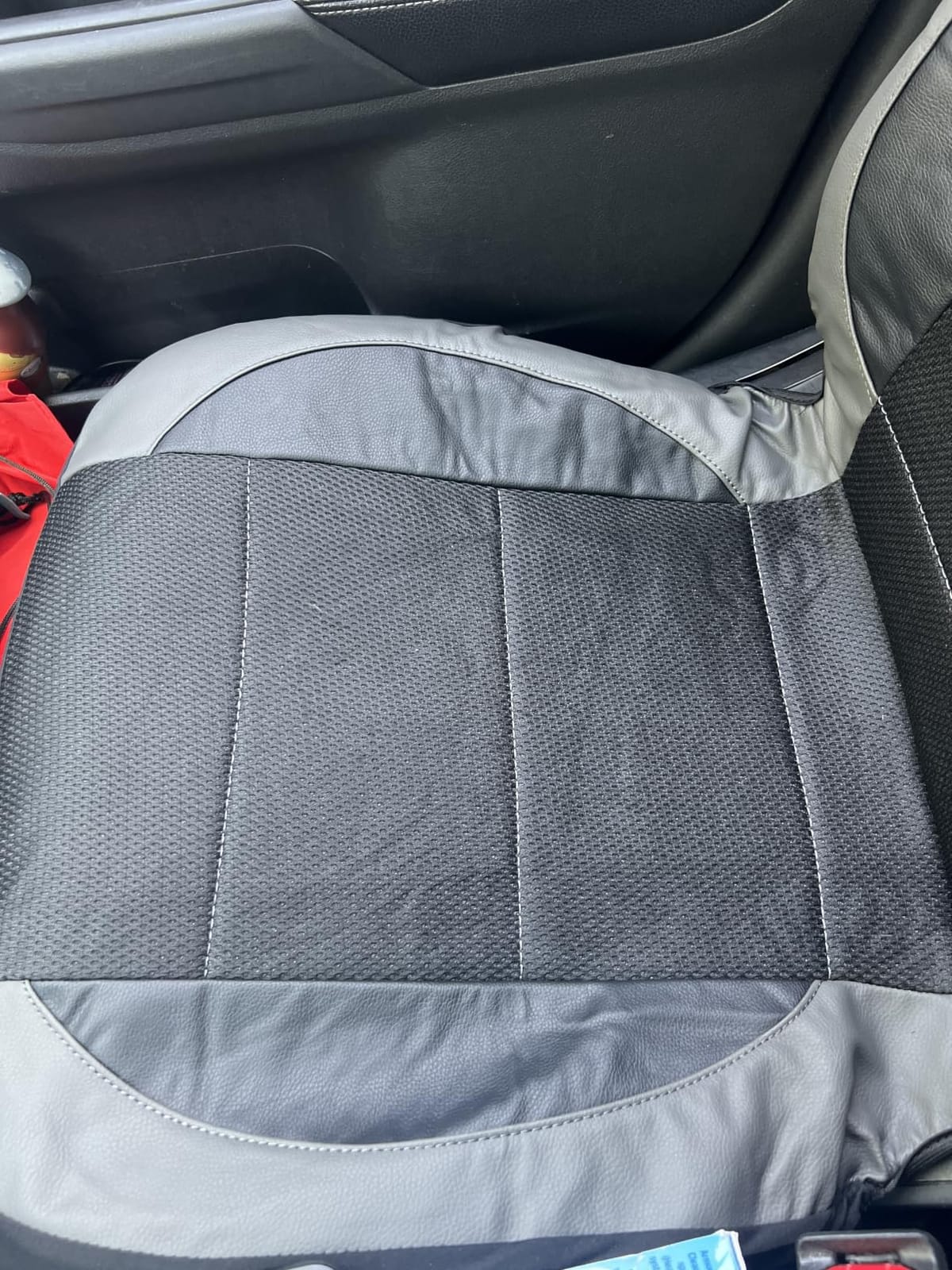 CAR PASS Leather and 3D Air Mesh Universal Fit Car Seat Covers, for Sedans,Trucks,Suvs,Airbag Compatible,Zipper Design and Reserved Opening Holes for Headrest(Full Set, Black and Black) customer photo 2