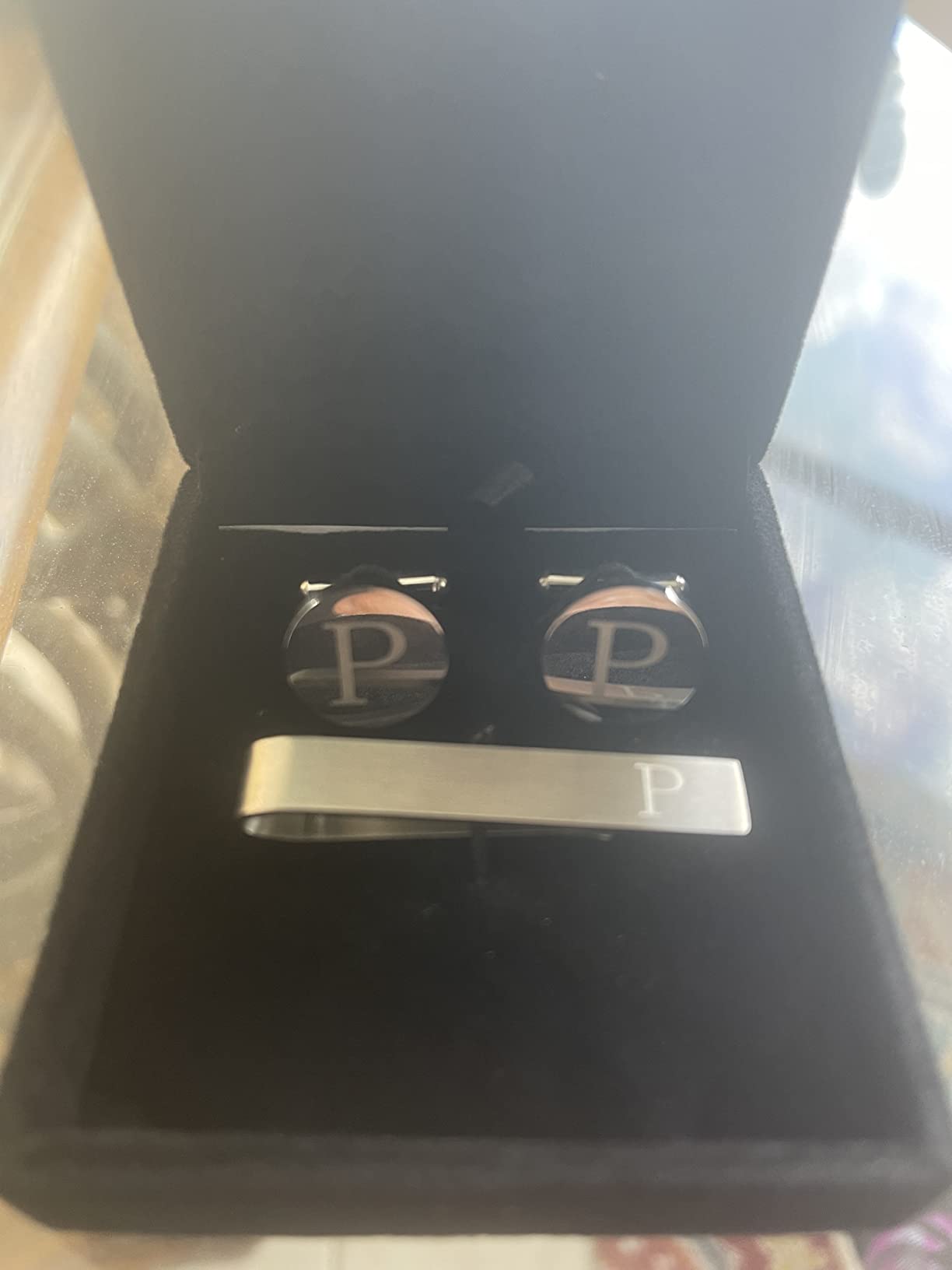 LOYALLOOK Initial Cuff Links Mens and Tie Clips for Men customer photo 1