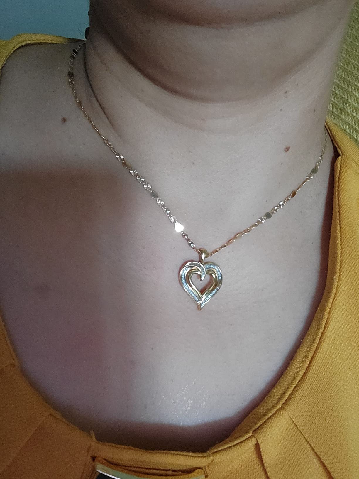 Jewelili 925 Sterling Silver Diamond Heart Pendant Necklace for Women customer photo 2