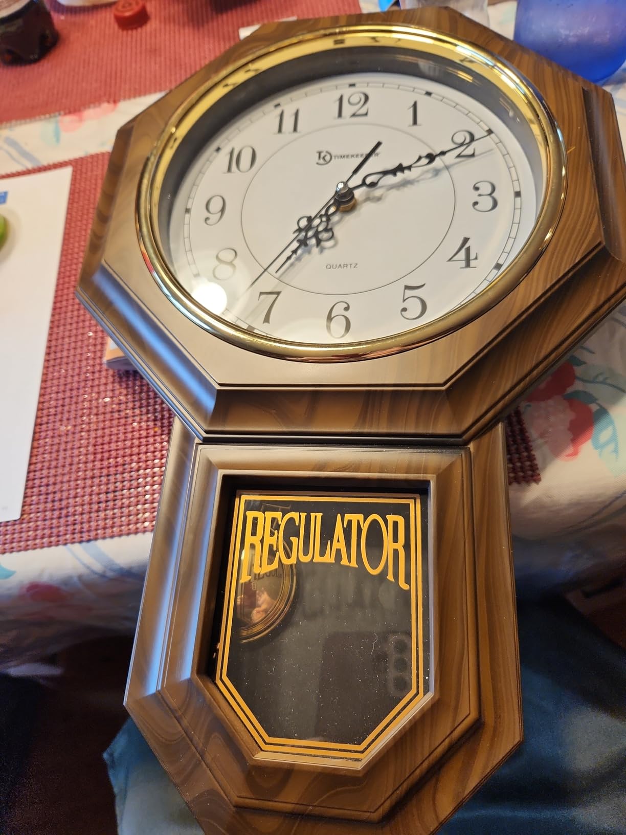 Timekeeper Faux Wood Traditional Pendulum Westminister Chime Clock, Walnut customer photo 1