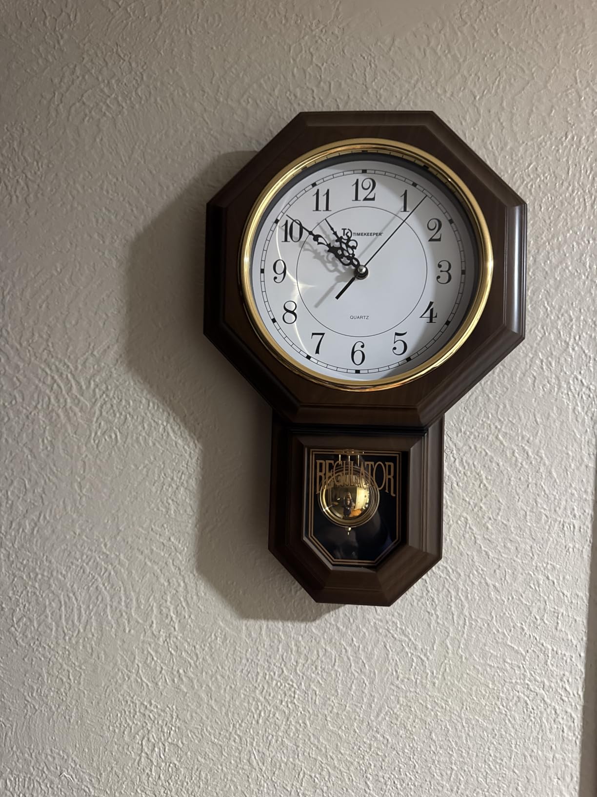 Timekeeper Faux Wood Traditional Pendulum Westminister Chime Clock, Walnut customer photo 2