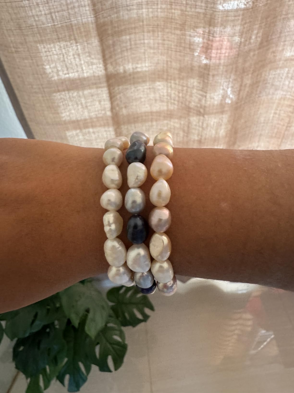 Cultured Freshwater Pearls Stretch Bracelet for Women, 7.0 Inches customer photo 1