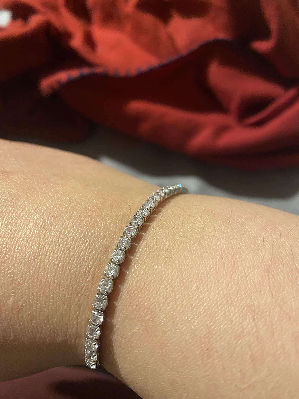 J.Fée Silver Bracelet, S925 Tennis Bracelet with Sparkling 5A Cubic Zirconia Silver Bracelets for Women Adjustable Bracelet for Women Bracelets Womens Bracelet Women Gifts for Women Mom customer photo 2