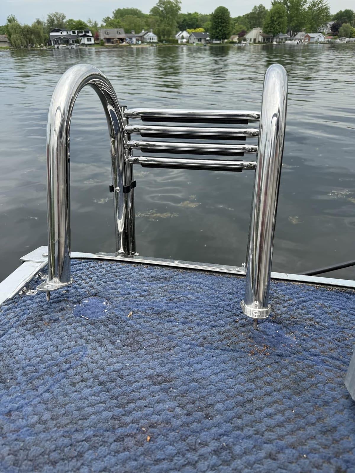4-Step Pontoon Boat Ladder, 316 Stainless Steel Folding Telescoping Inboard Ladder with Hand Railing and Extra Wide Steps customer photo 2
