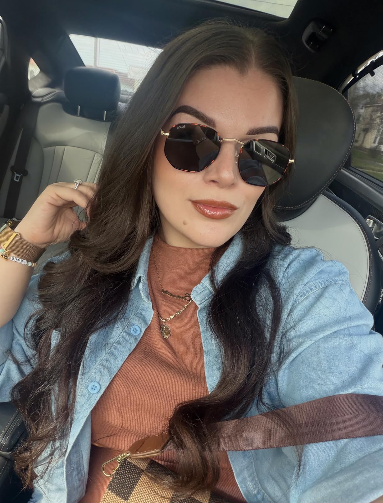 SOJOS Square Polarized Sunglasses Women Men Hexagonal Polygon SJ1072,Small customer photo 2
