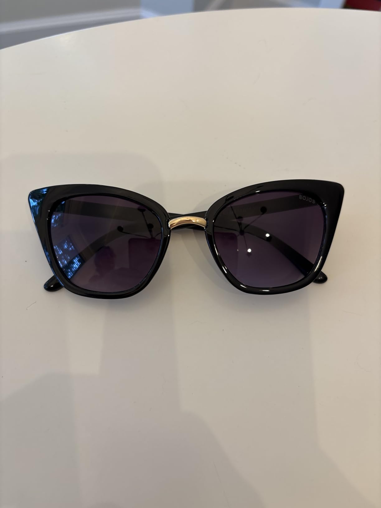 SOJOS Cat Eye Designer Chic Sunglasses Women UV400 Protection SJ2052,Medium customer photo 2