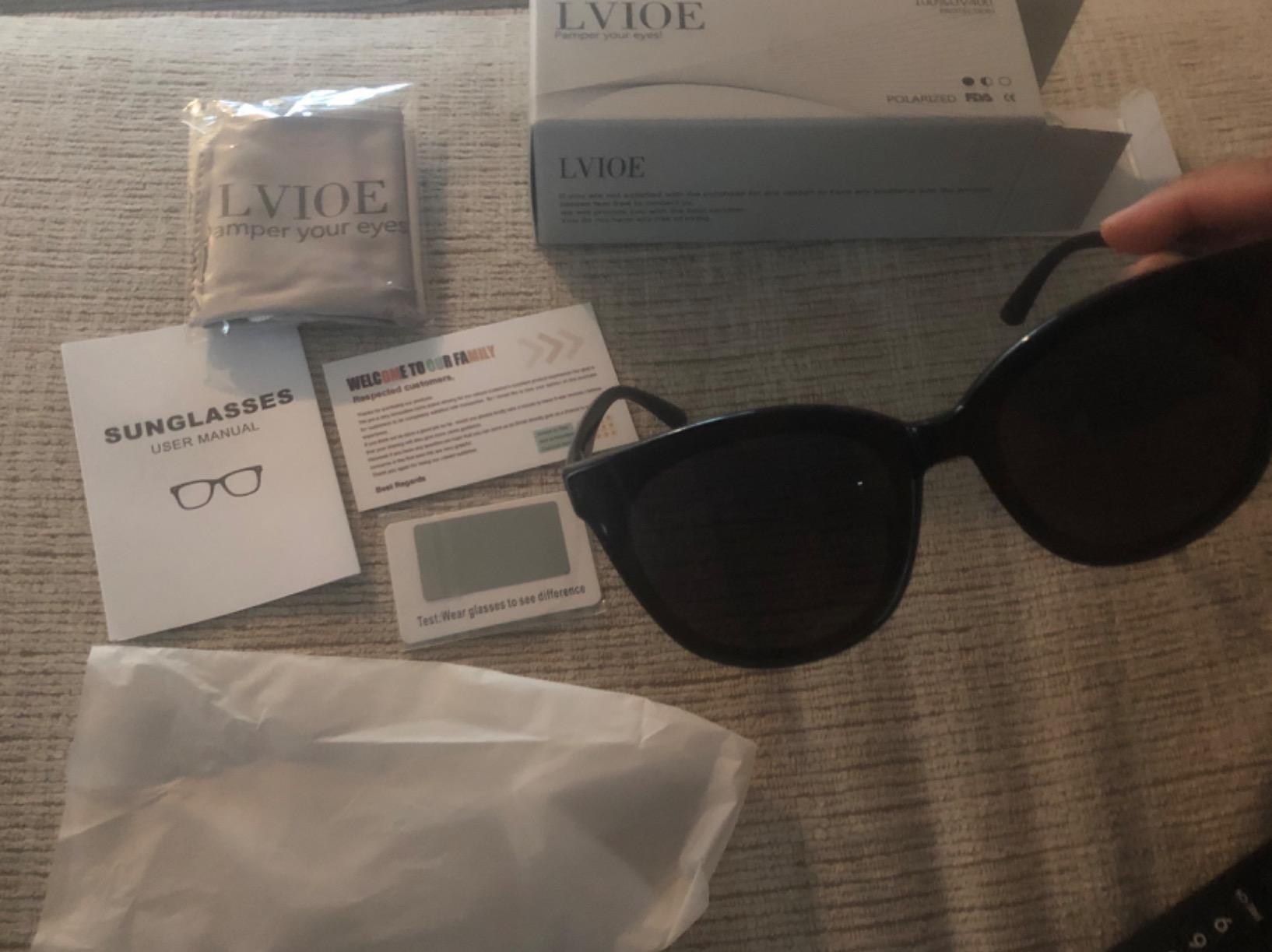 LVIOE Polarized Cat Eye Sunglasses for Women UV400 Protection customer photo 1