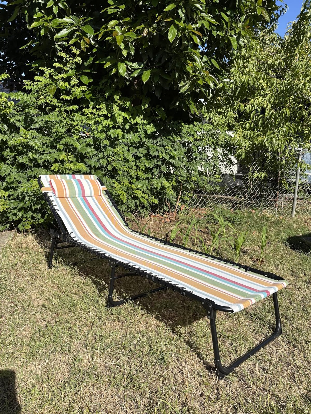 Outsunny Folding Chaise Lounge Chair Outdoor Mesh Seat Gray customer photo 1
