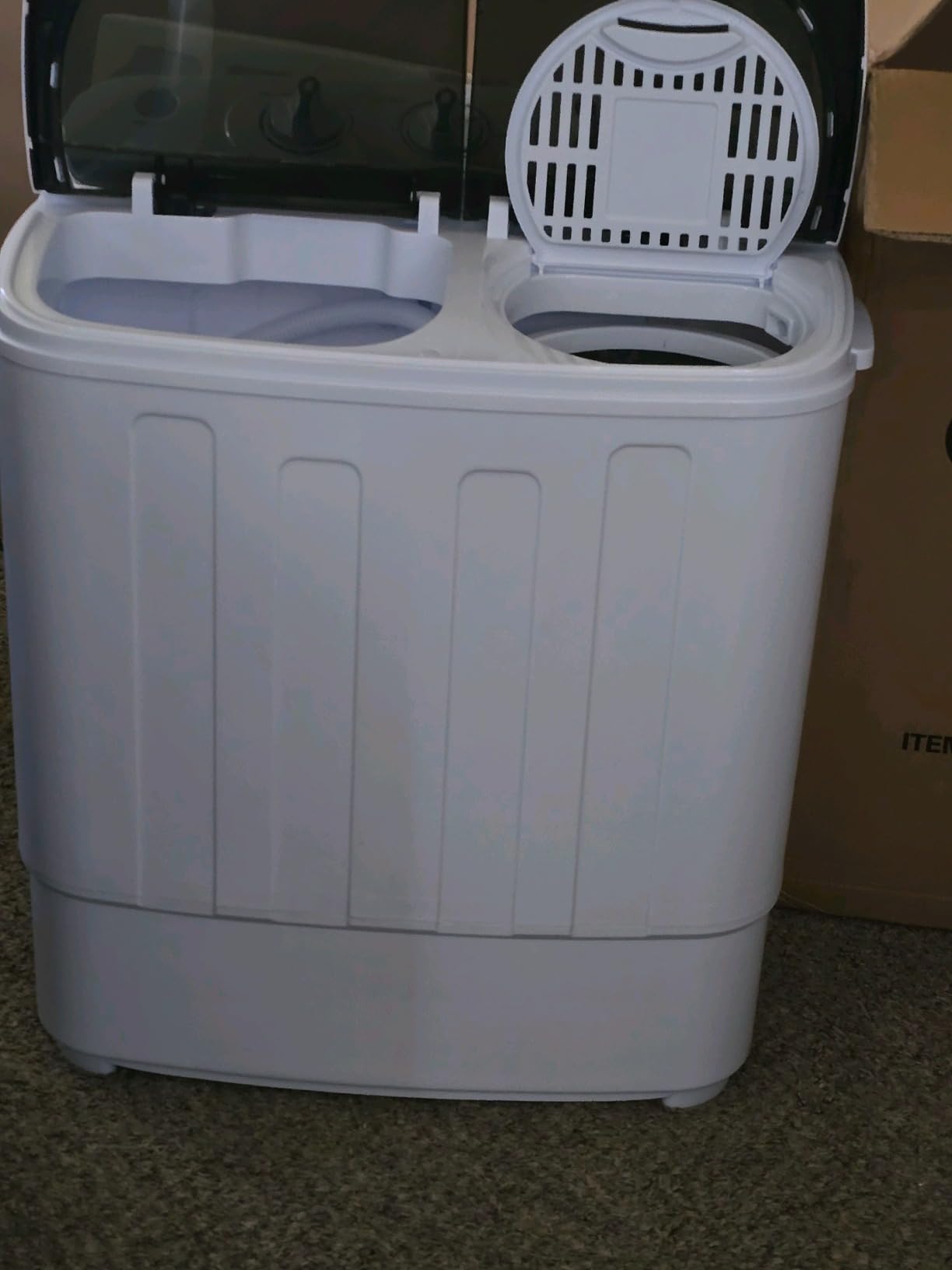 SUPER DEAL Compact Mini Twin Tub Washing Machine 13lbs Capacity Portable Washer Wash and Spin Cycle Combo, Built-in Gravity Drain for Camping, Apartments, Dorms, College, RV’s and Small Spaces customer photo 1
