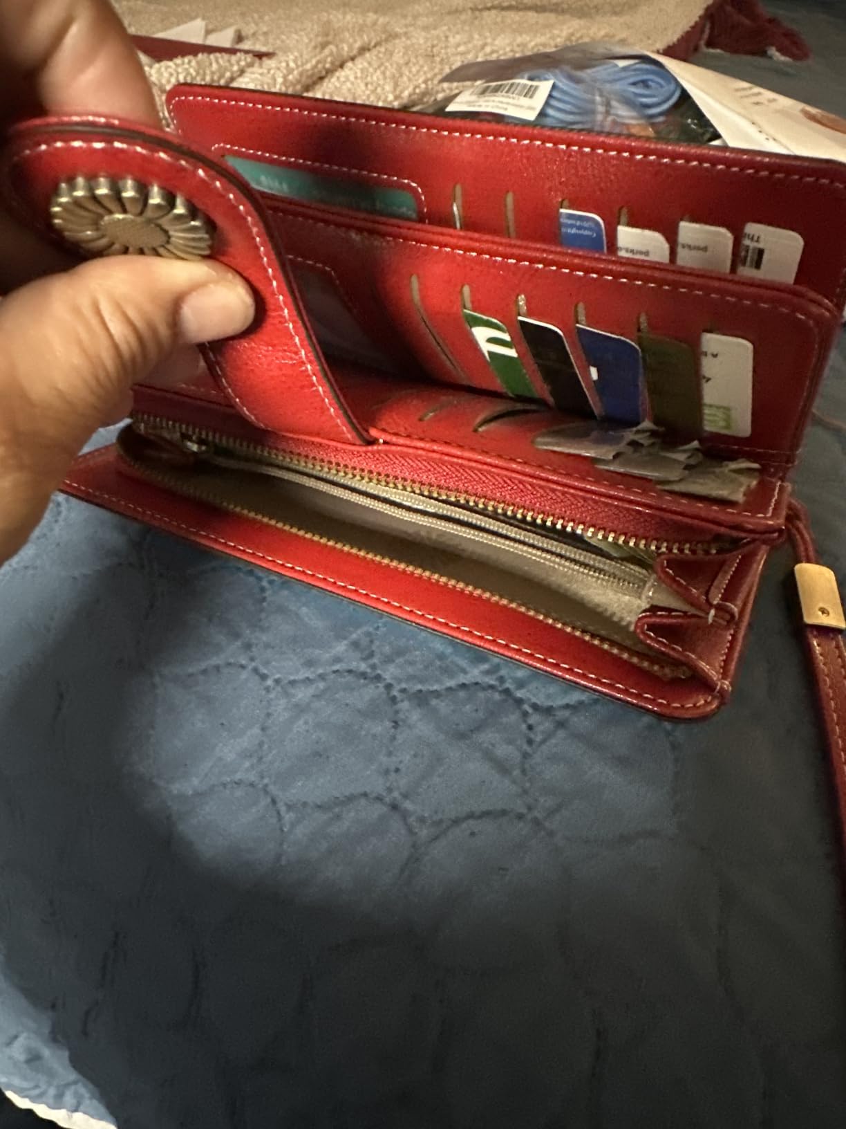 SENDEFN Wallets for Women Leather Credit Card Holder with RFID Blocking Large Capacity Wristlet customer photo 2
