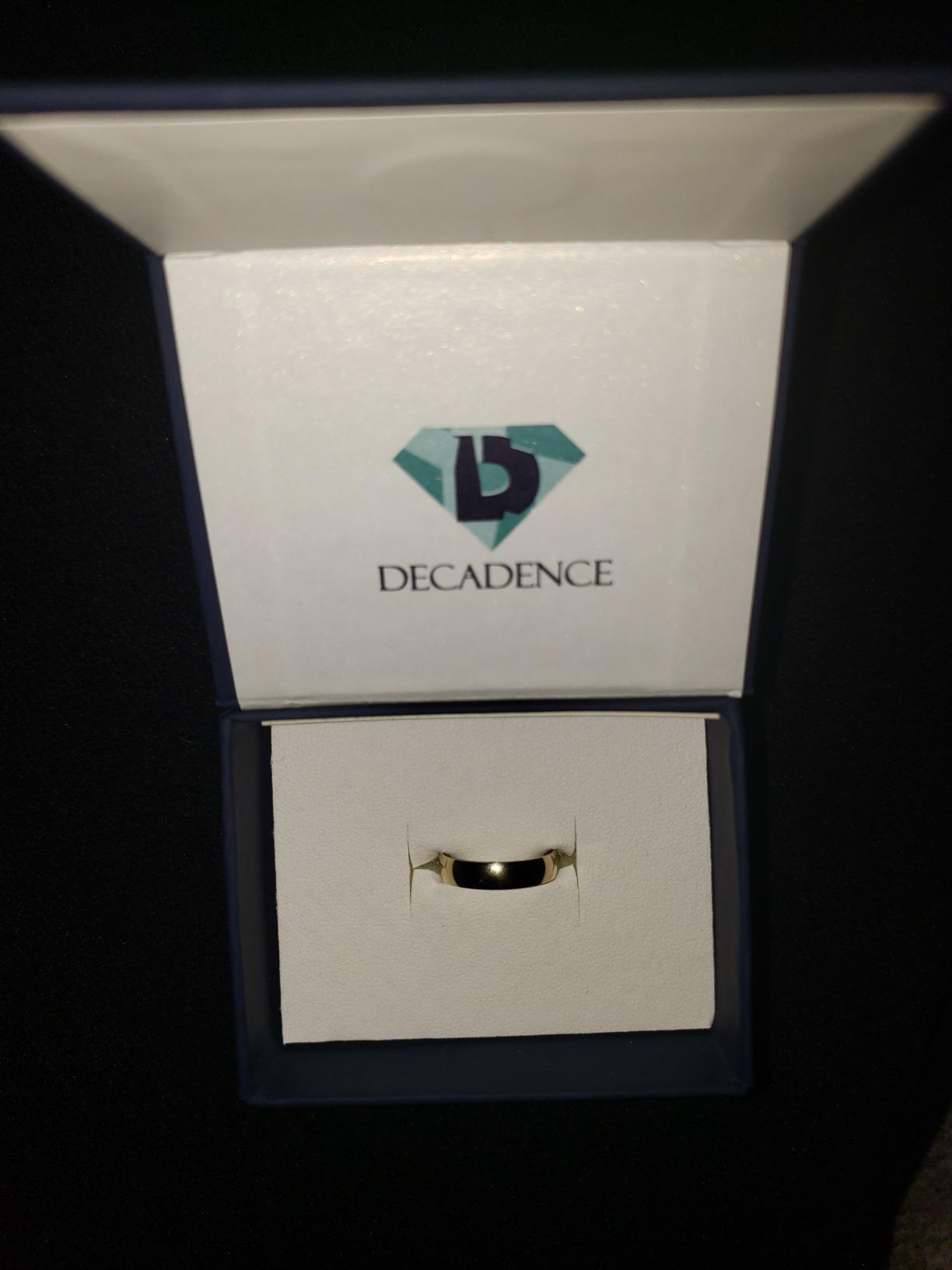 DECADENCE 10K or 14K Yellow & White Gold 4mm Polished Plain Wedding Band, Size 4-14 customer photo 2