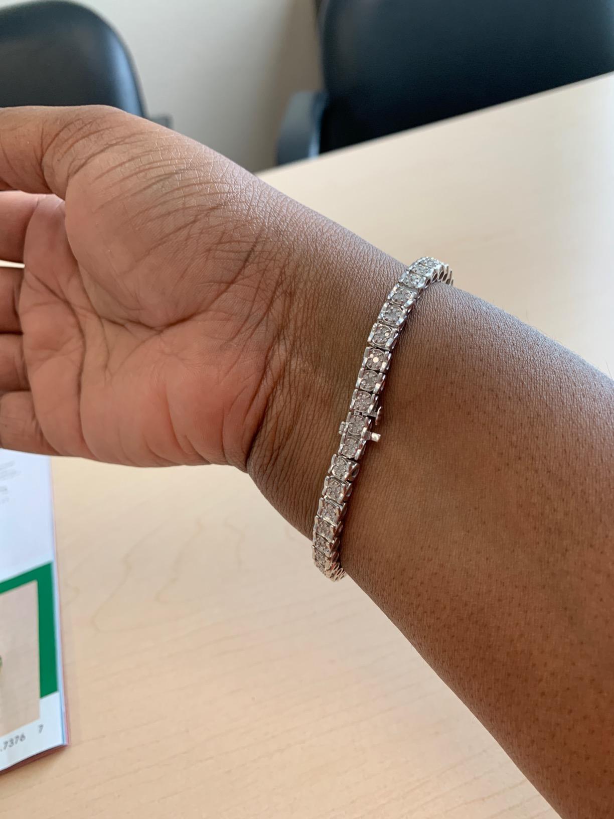 Ross-Simons 2.00 ct. t.w. Diamond Cluster Tennis Bracelet in Sterling Silver customer photo 1